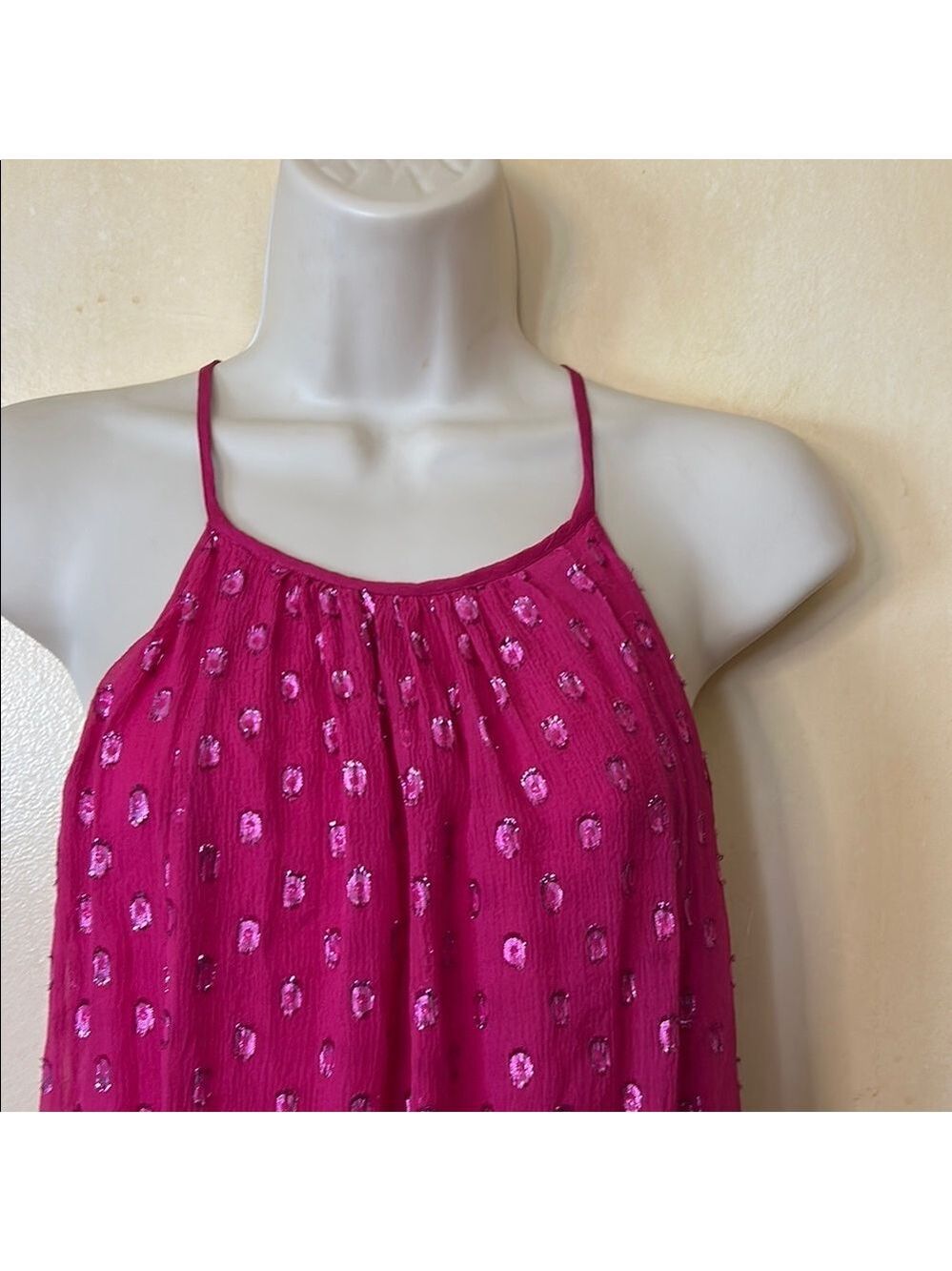 Ella Moss Fuchsia Silk Sparkly Sundress size S - Picture 3 of 13